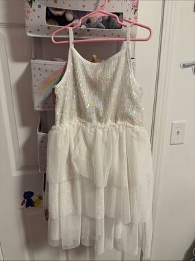 Girls white sparkling dress